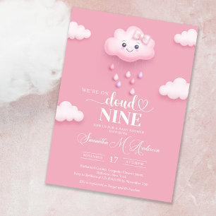 Sur Cloud Neuf Baby shower rose moderne Invitation
