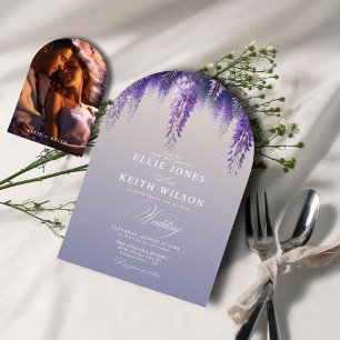 Invitation Gradient Whimsal violet floral Arche photo Maridin