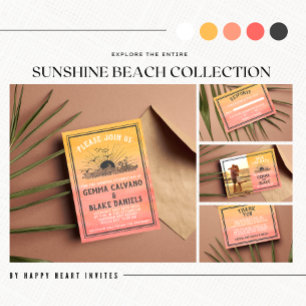 Invitation Sunshine Beach Destination Ocean Mariage Card