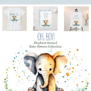 Invitation Oh mon Dieu ! Baby shower Safari éléphant bébé ver