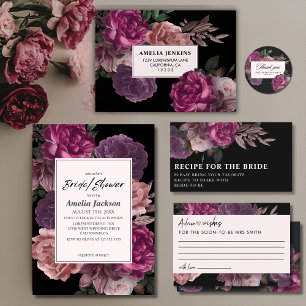 Serviette En Papier Moody foncé aquarelle Fête des mariées florale noi