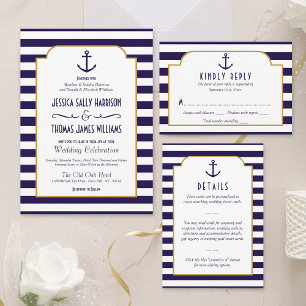 Invitation Mariage d'Ancre de la marine nautique et de la ban