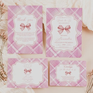 Invitation Fête des mariées vintage Cute Rose Bow