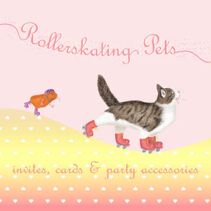 Invitation de la partie de patinage de chat et de 