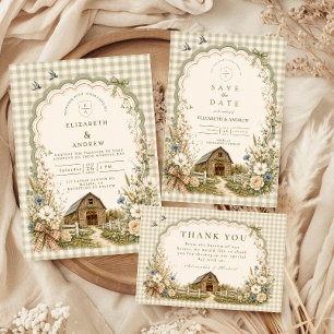 Invitation Mariage de grange rustique Cottagecore