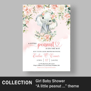 Carte D'accompagnement Jolie aquarelle éléphant blush roses demande de ré
