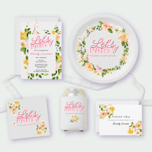 Kleurrijke lentebloemen belettering 100ste verjaar papieren bordje