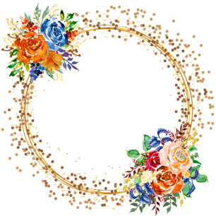 Invitation Lux Parties scintillant Bleu Orange Aquarelle Mari