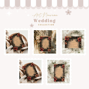 Faire-part de mariage Art nouveau floral foncé