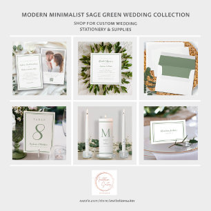 Carte D'accompagnement Elégant site de mariage moderne QR Code Sage Green