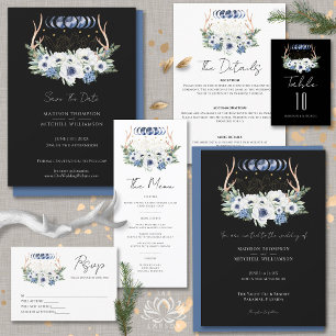 Cartons Réponse Cristaux de lune Fleurs Boho Mariage métaphysique