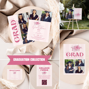 Carte De Remerciements Pink Photo Coquette Bow Graduation Party
