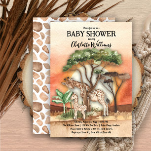 Invitation Baby shower Safari de Mère et Bébé Giraffe