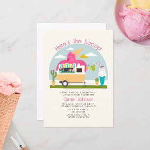 Invitation Baby shower rose pâle à la crème glacée Scoop