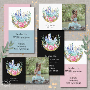 Carte De Visite Boho Crescent Moon Crystal Cluster Roses Rose