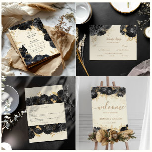 Ballotins Aquarelle Noir Rose Monogramme Mariage