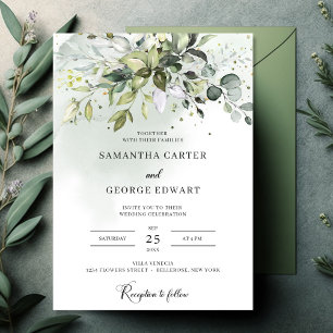 Ballotins Elégant boho eucalyptus mariage or vert