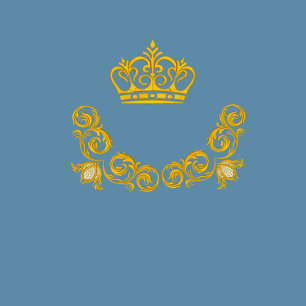 Invitation Dusty bleu et or Couronne Damask Mariage royal