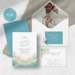 Invitation Mariage de rivage bleu tropical Invitat