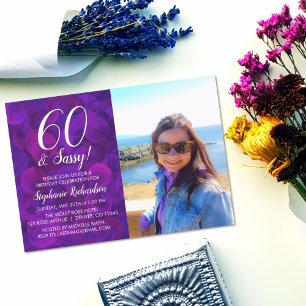 Invitation Minimaliste moderne 60 et Sassy Purple Anniversair