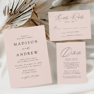 Blush Modern Elegance Photo Wedding Kaart