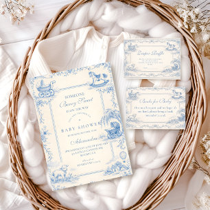 Blauwe Nursery Toile Baby Shower Servet