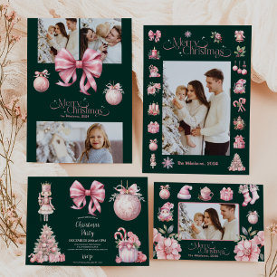 Cartes Pour Fêtes Annuelles Pink Retro Vintage Santa Claus