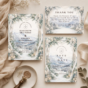 Save The Date Mariage d'hiver romantique en plein air