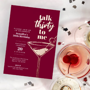 Invitation En Aluminium Parlez Trente pour moi 30e anniversaire Cocktail P