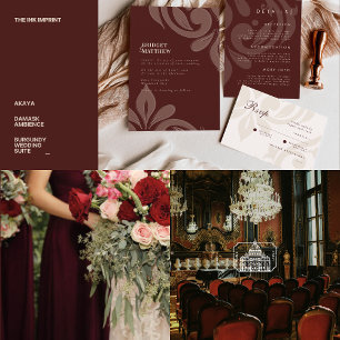 Invitation Acrylique Mariage classique Damask Gren