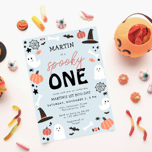 Sticker Rond Moderne Cute Éffrayant Un Halloween Garçon 1er Ann