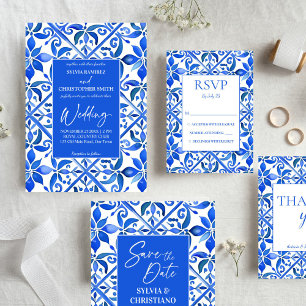 Ballotins Blue Talavera tuiles vintage mariage mexicain