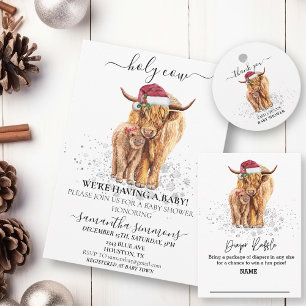 Invitation Saint-Vache Highland Calf Baby shower Noël