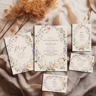 Invitation Boho Fleur sauvage Floral Mariage