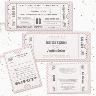 Invitation Mint Chevron Zigzag Vintage Modern Ticket Mariage