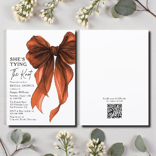 Carte De Remerciements Elle Noue Le Nœud Ruban Orange Fête de Mariée