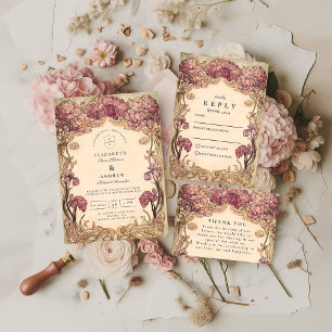 Save The Date Mariage orchidée Art Nouveau