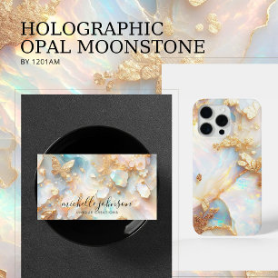 Carte De Visite Faux Holographique Opal Moonstone Gold Butterfly