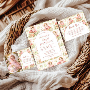 Fee verjaardagsfeestje in de betoverde tuin bedankkaart