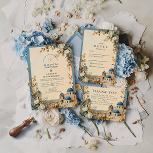 Invitation Mariage Botanique au Dôme Bleu de Santorin