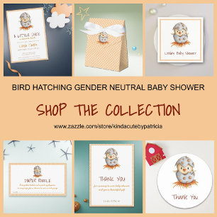 Invitation Nid d'oiseau orange blanc Baby shower neutre