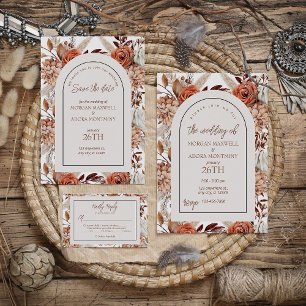 Boho Neutral Aquarelle Faire-part de mariage Pampa