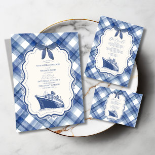 Invitation Tout En Un Mariage de croisière bleu marine