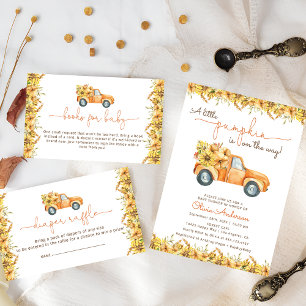 Invitation Floral Rustic Citrouilles Automne Baby shower Invi