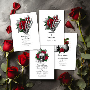 Programme Rouge Floral Squelette Mariage gothique