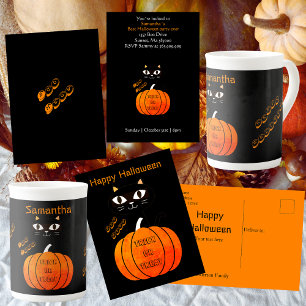 Invitation Trick or Treat Effrayant Orange Black Kids Hallowe