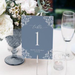 Invitation Tout En Un Elégant Mariage bleu Dusty Vintage