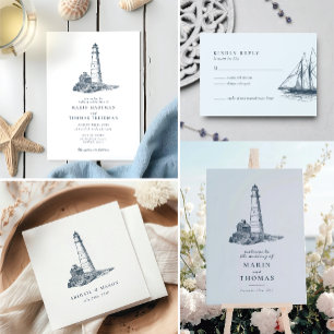 Invitation Phare Nautique Baby shower maritime