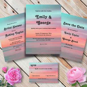 Invitation Elégant coucher de soleil romantique Blue Sky Beac