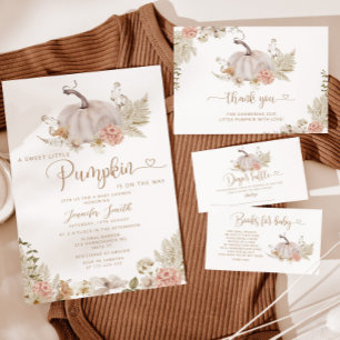 Pampas herbe citrouille baby shower Invitation